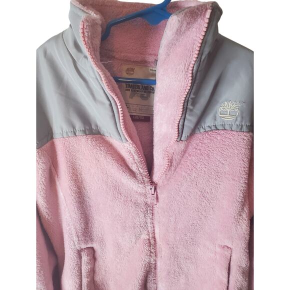 Timberland Girls Full Zip Pink Fleece Jacket, Large 8/10 - Picture 2 of 6